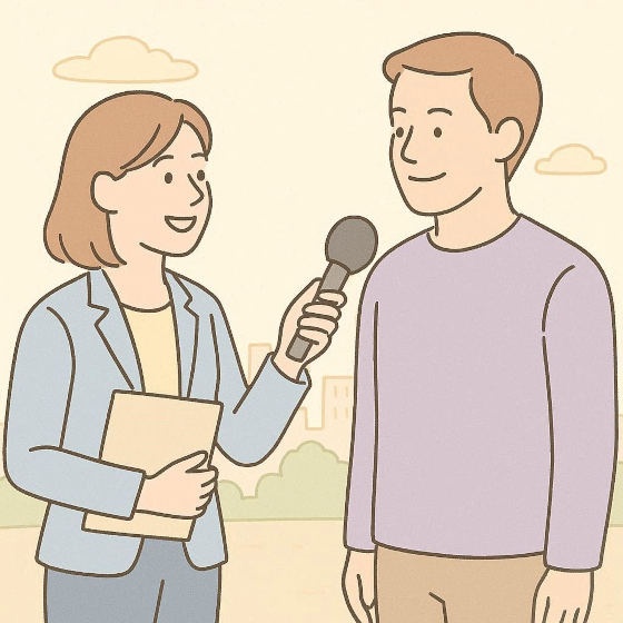Journalist interviewing